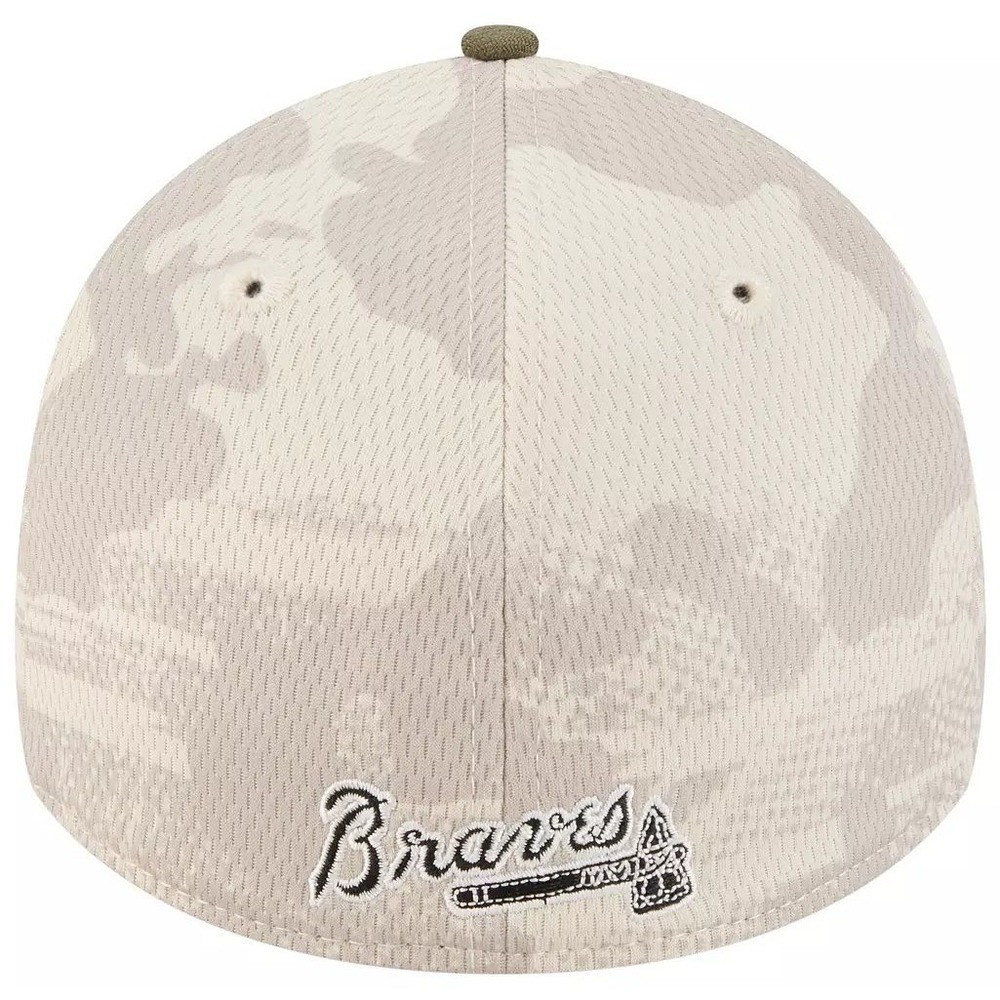 Atlanta Braves MLB Hat Khaki Armed Forces Day 2025 39THIRTY Stretch‎ Fit Cap NEW - Picture 13 of 14